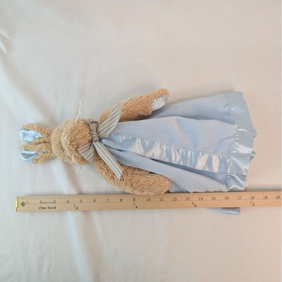 Bearington Baby Collection Bunny Rabbit Lovey Blue Satin Trim Security Blanket - Picture 7 of 7